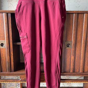 Jaanuu Women’s Gold Zip Moto Pant Wine Scrubs Scrub Pants